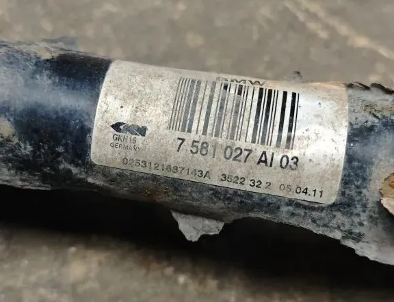 BMW 5 Series F10/F11 (2009-2017) Полуось задняя левая 7581027 34057243