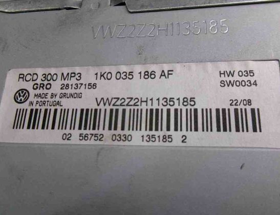 VOLKSWAGEN Golf 6 generation (2008-2015) Hudební přehrávač s GPS 1K0035186AF 31272970